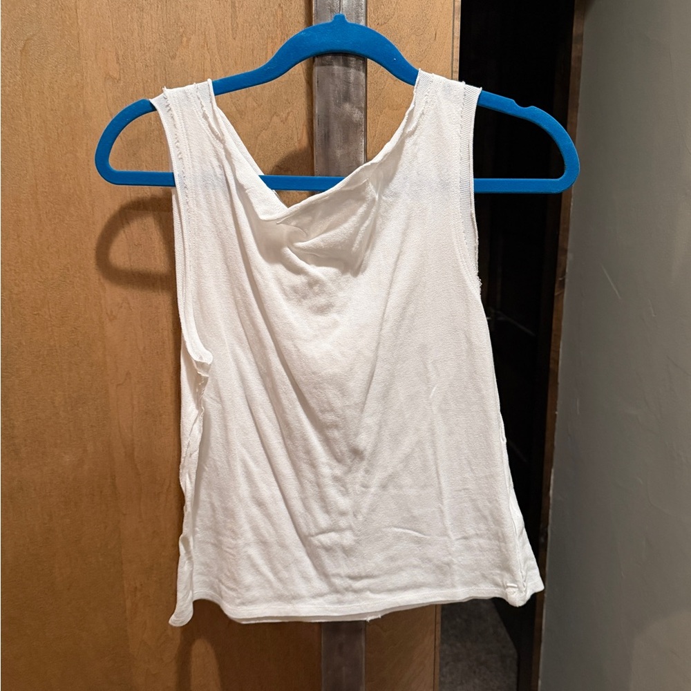 Free People Roll Neck Muscle TShirt - White